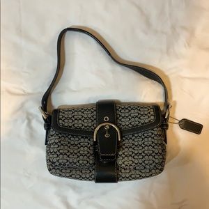 Black and Grey Coach Logo Shoulder Bag